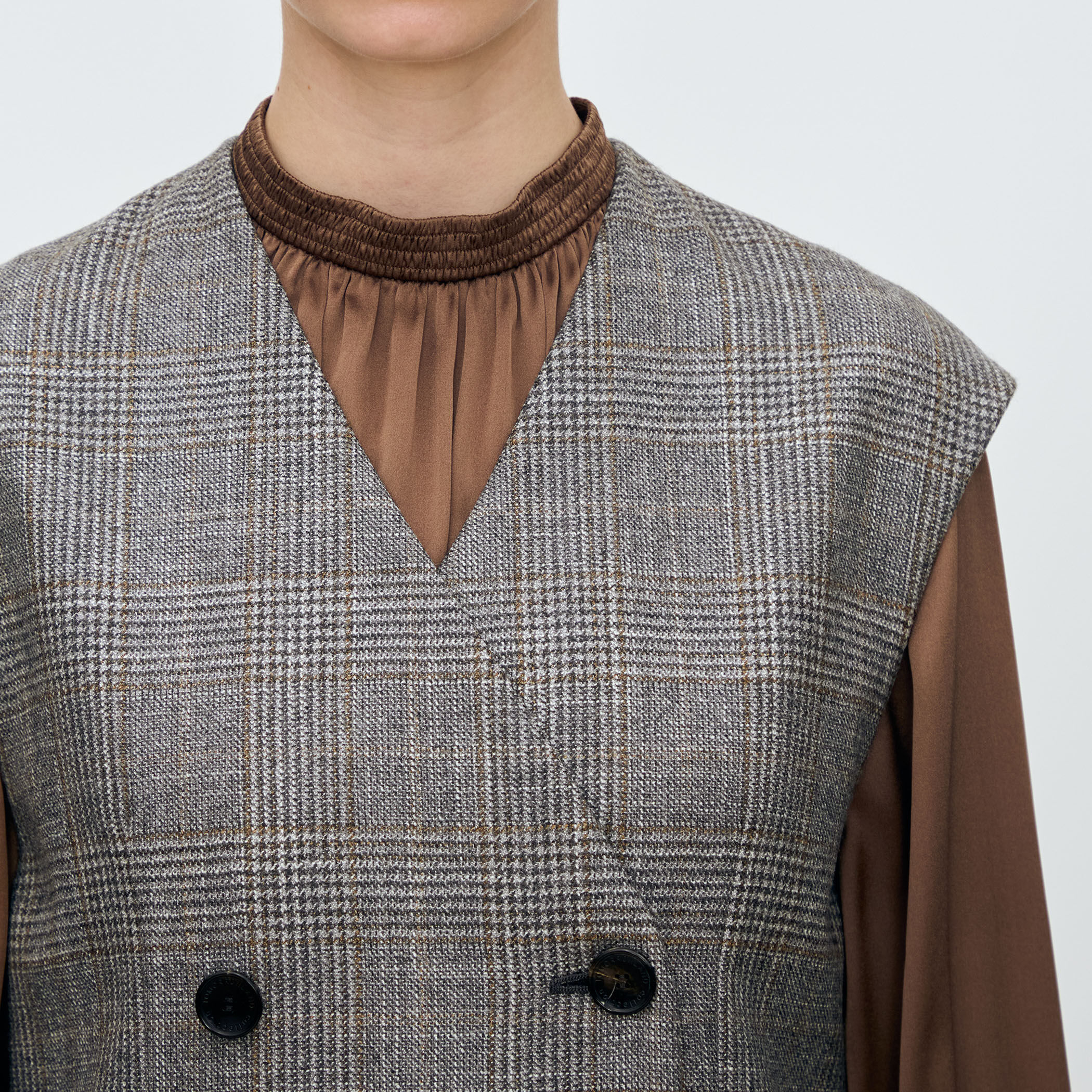 SILK AIR GLEN CHECK ジレワンピース｜トゥモローランド 公式通販