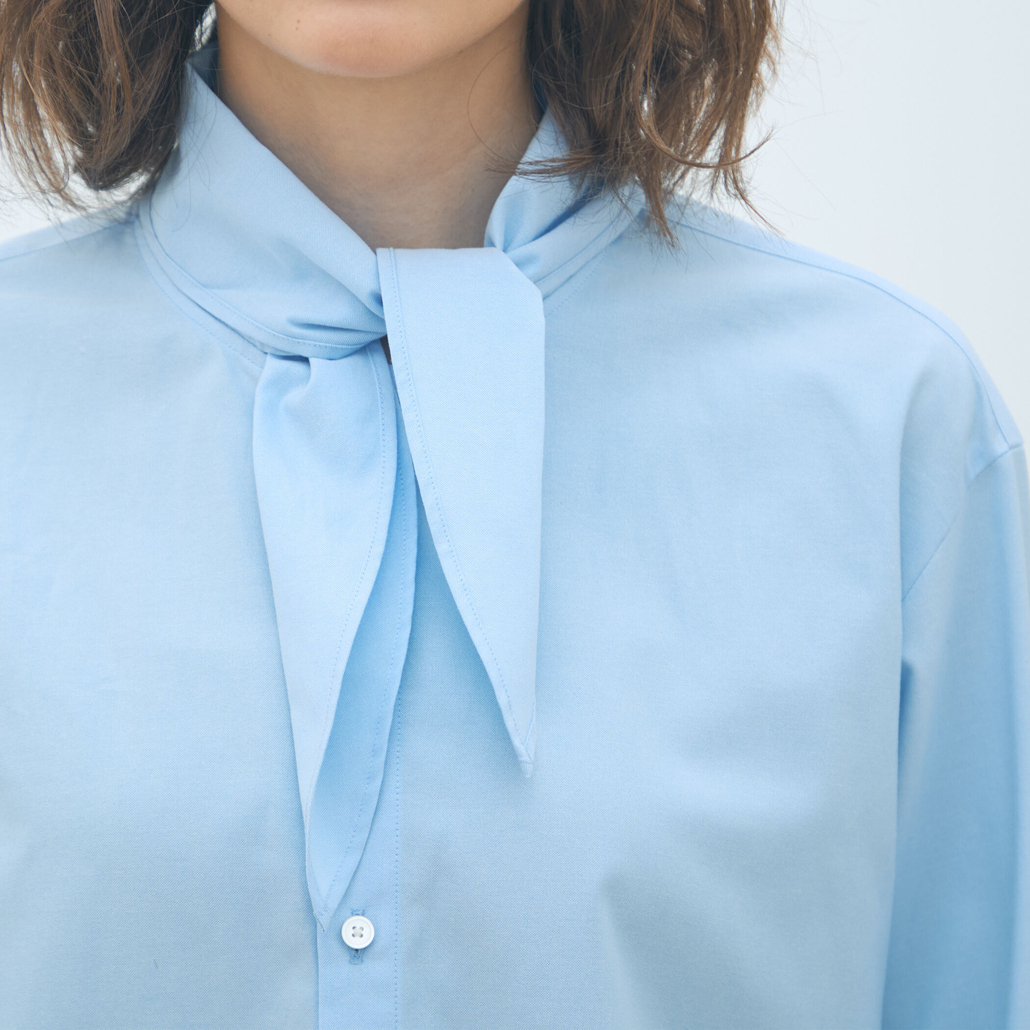 コットンオックスフォード タイ付きブラウス｜トゥモローランド 公式通販