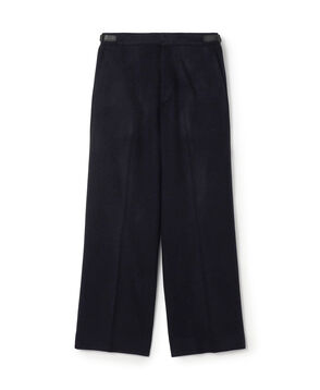 ウールカシミヤ レザーベルトストレートパンツ