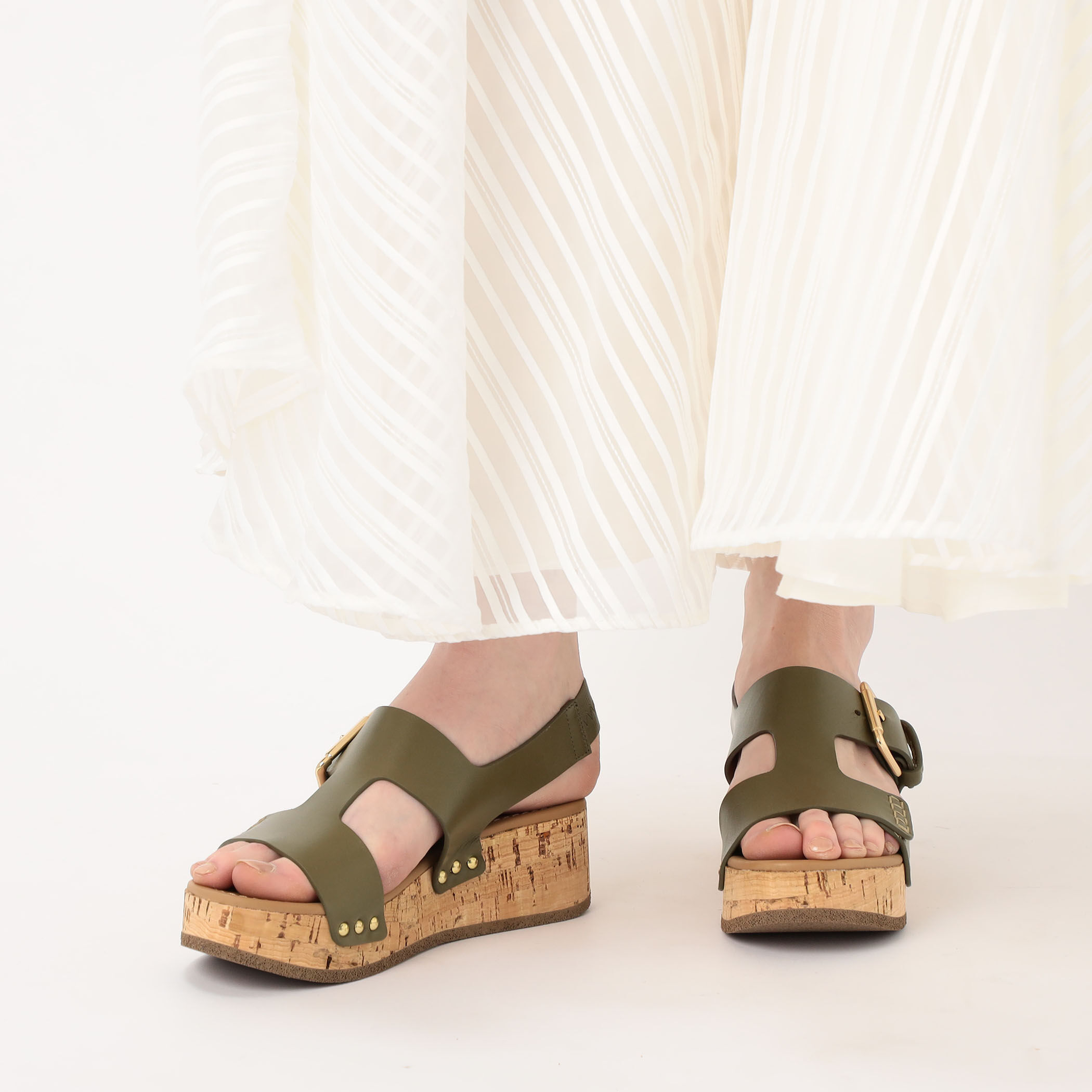 CLAIRE CHARLOTTE Sophie コルクソール バックストラップサンダル