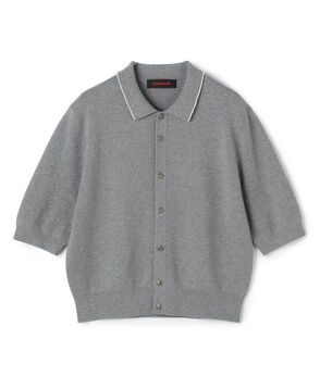 コットンカシミヤ パールポロカーディガン