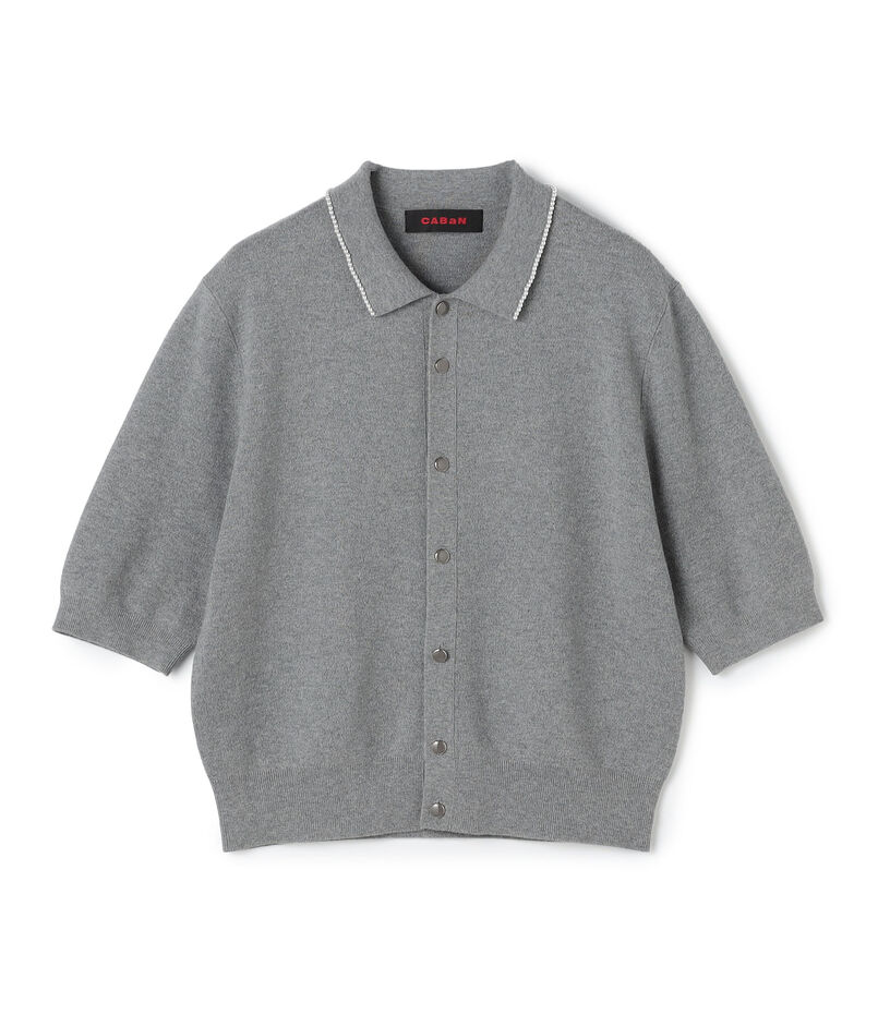 コットンカシミヤ パールポロカーディガン