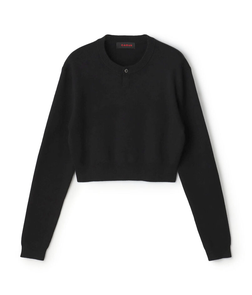 コットンカシミヤ ヘンリーネッククロップドプルーバー