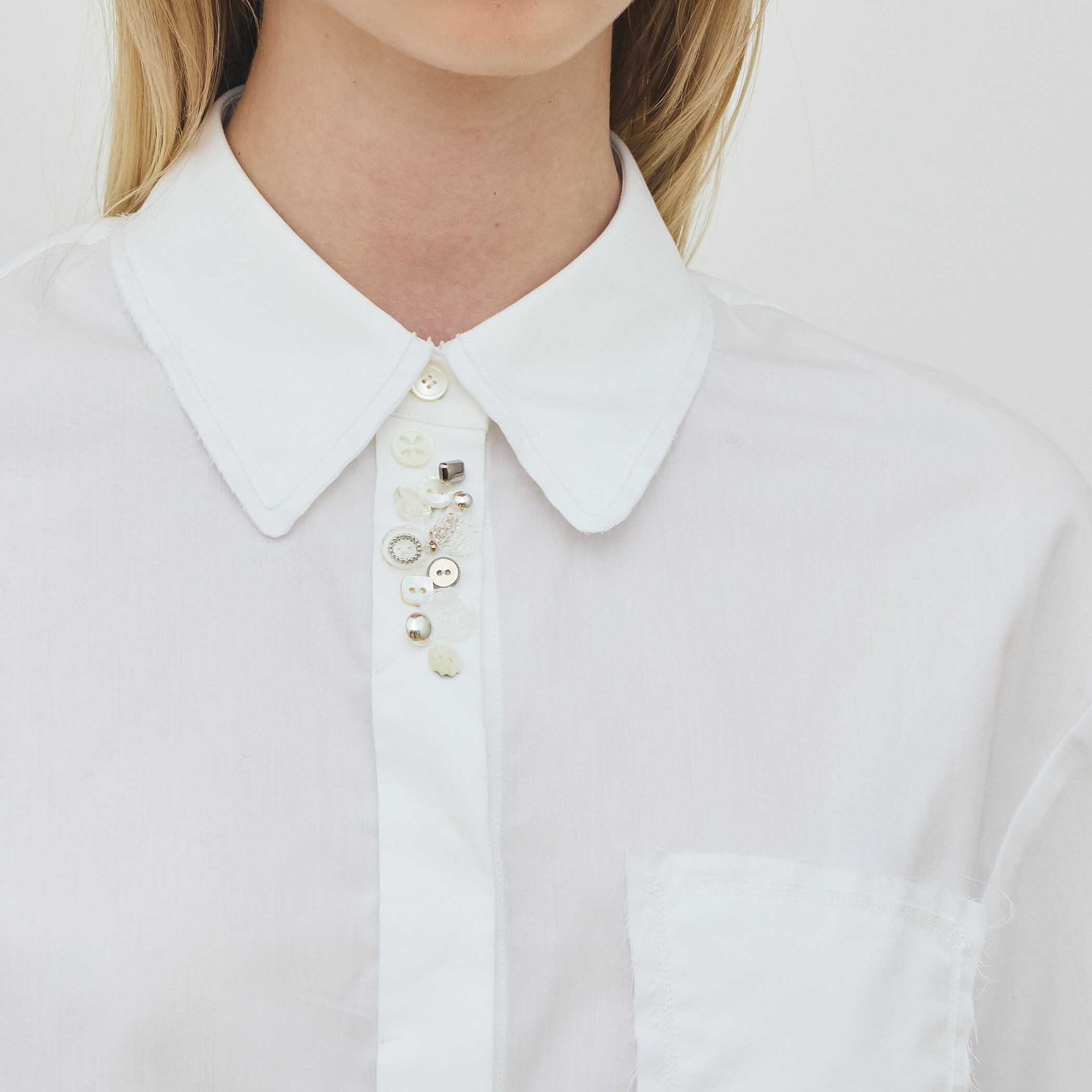 コンパクトプレーンコットン クロップドシャツ