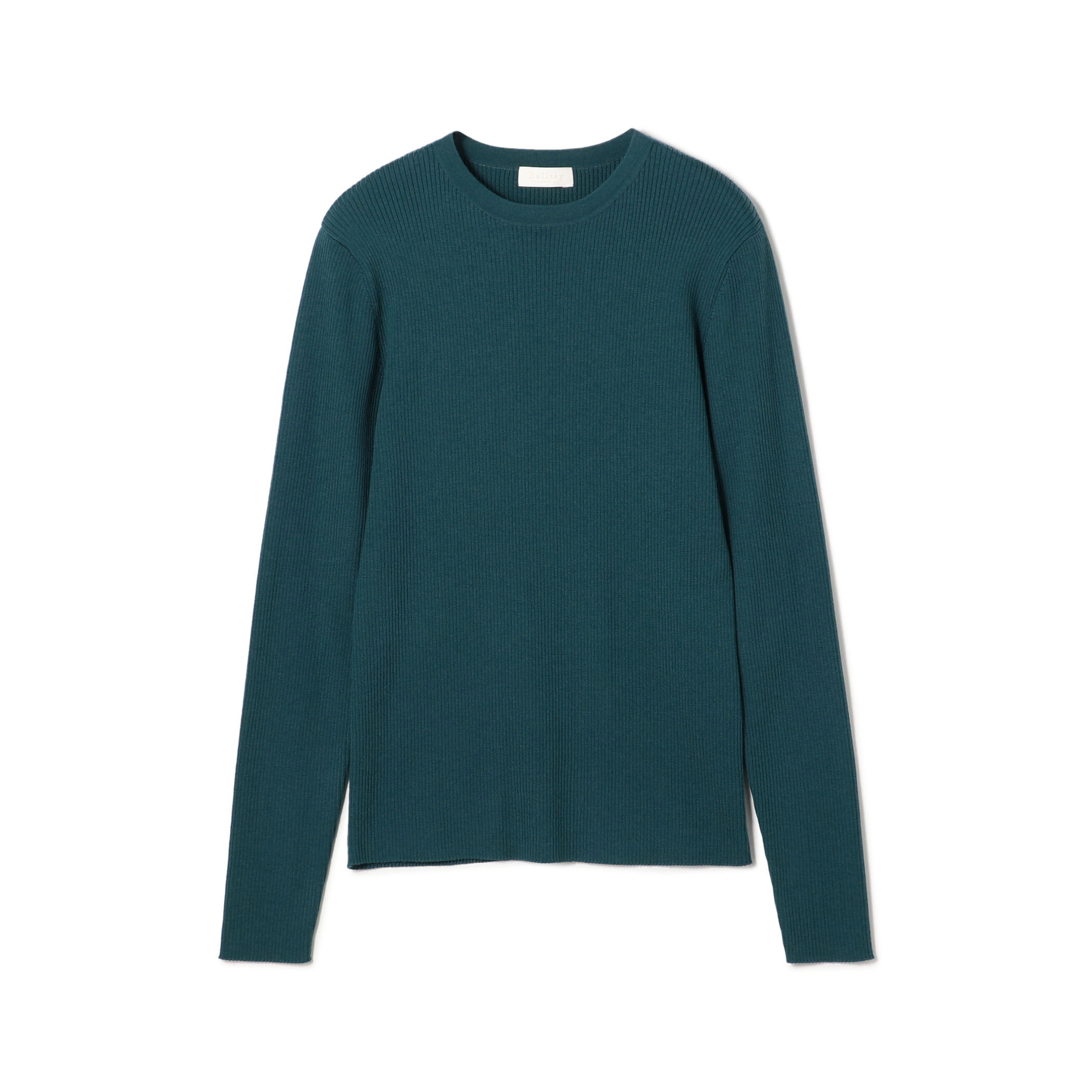 ボールジィ 長袖リブニット セーター ウール混 ライトブルー S スーパーエクストラファインウールリブ クルーネックプルオーバー