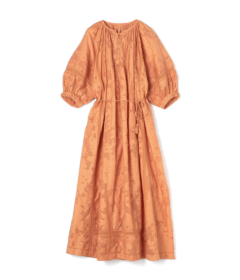 コットンカットジャカード パフスリーブワンピース