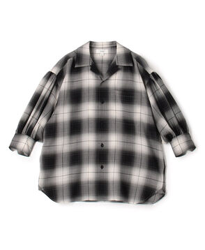 HYKE OMBRE CHECK BALLOON SLEEVE BLOUSE