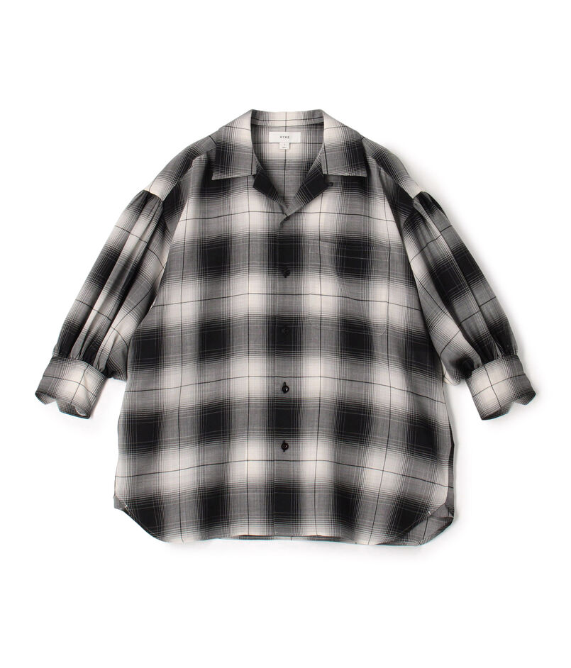 HYKE OMBRE CHECK BALLOON SLEEVE BLOUSE