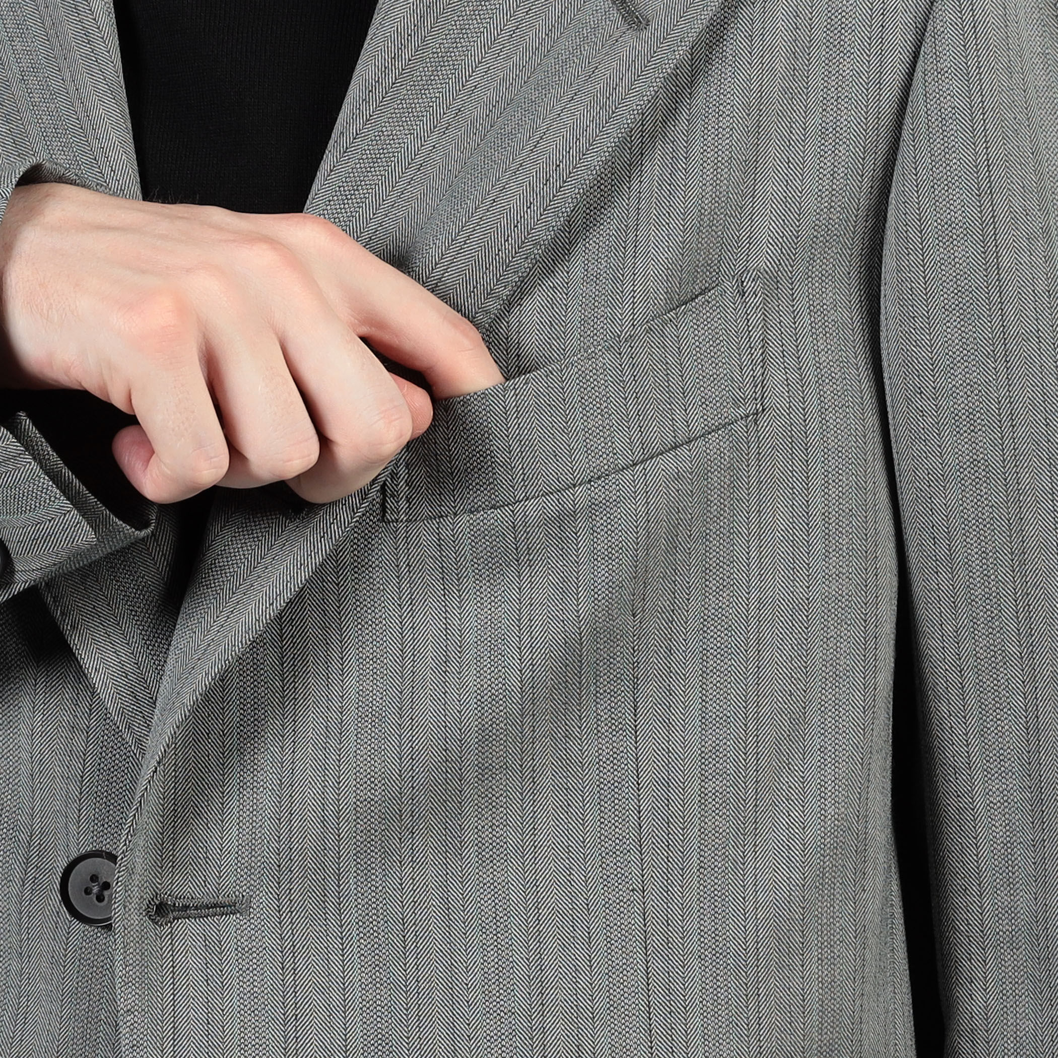 サイズ3 マーティーアンドサンズ アンコンシングルジャケット 撚杢へリンボーン MAATEE&SONS ヘリンボーン アンコンシングルジャケット