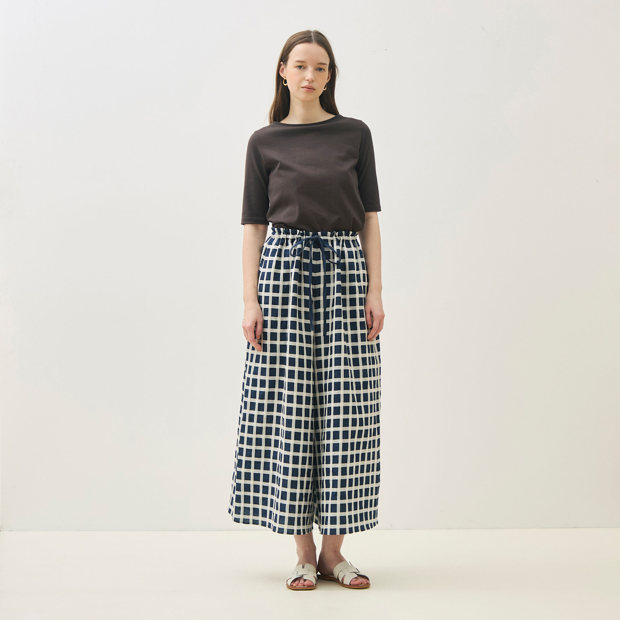 リネンコットンタッターチェック ジュップパンツ｜トゥモローランド