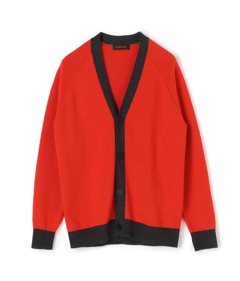 CABaN コットンカシミヤ バイカラーVネックカーディガン  