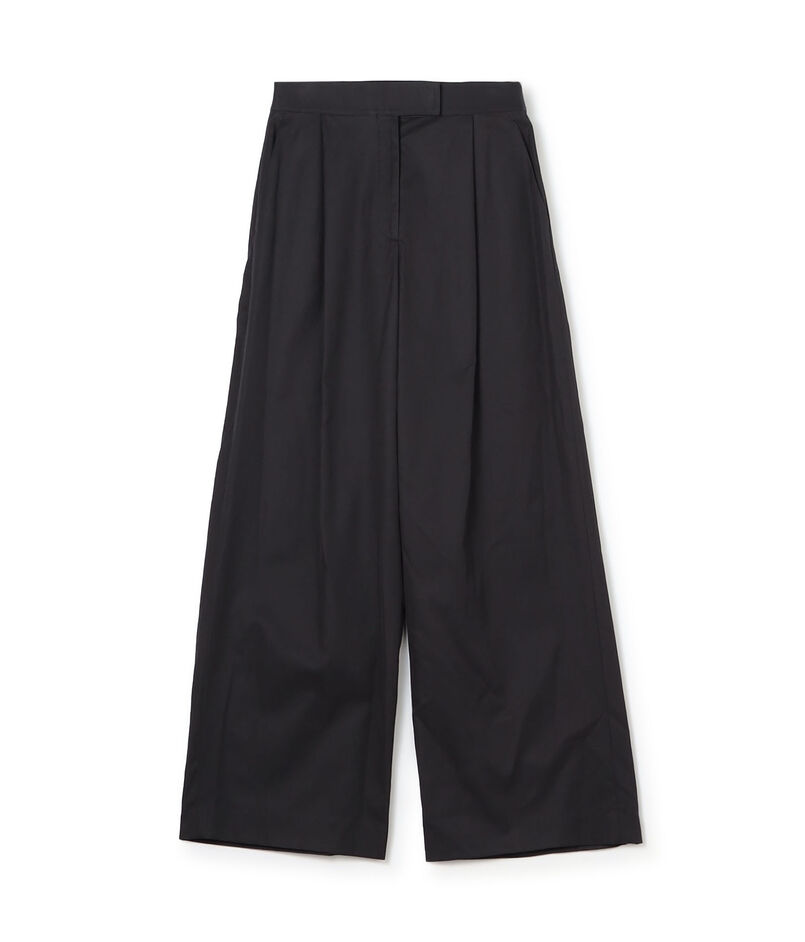 コットンギャバジン タックワイドパンツ