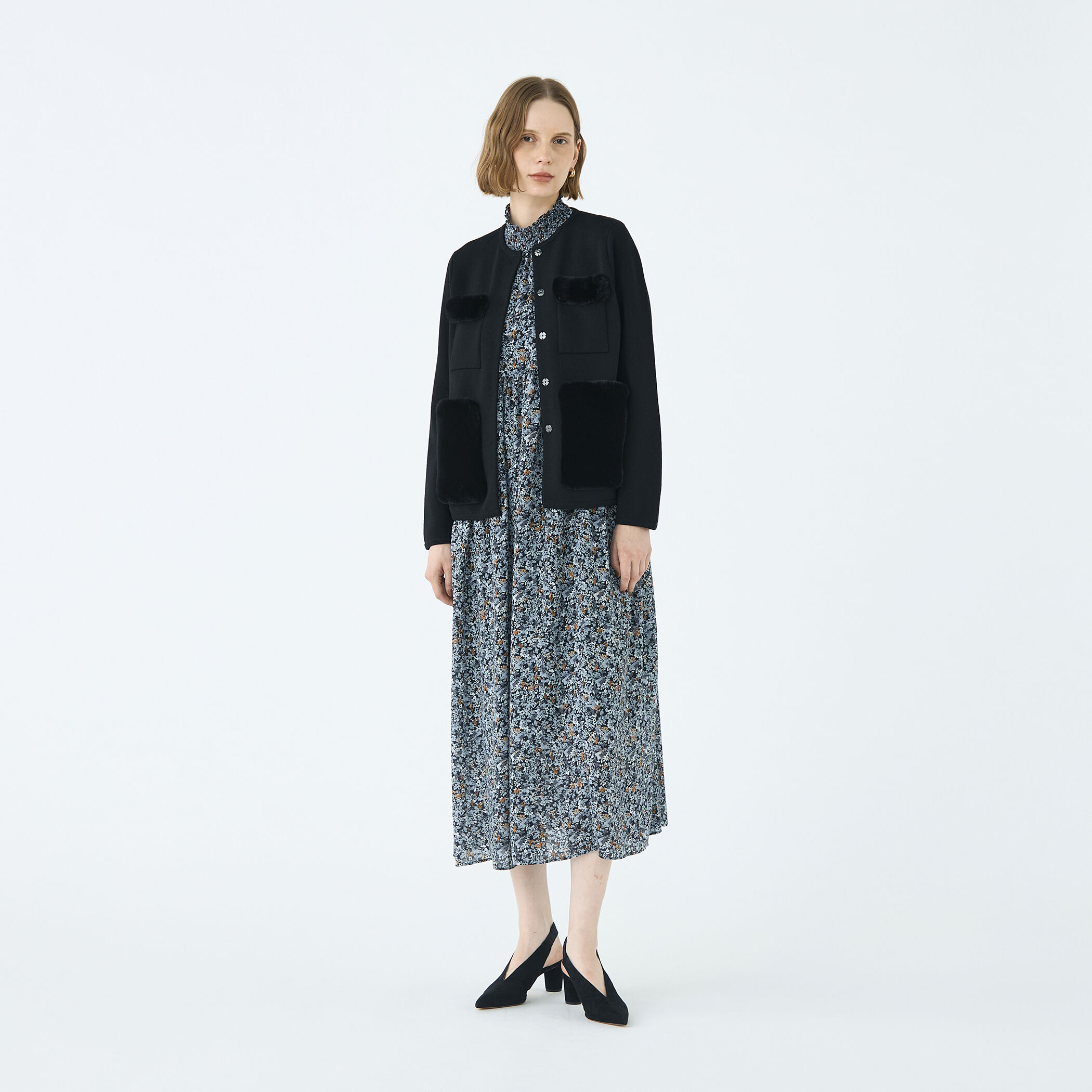 ウールポリエステルミラノリブ 4ポケットカーディガン