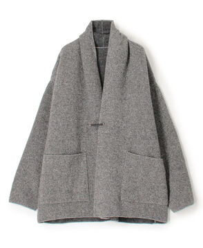 ウールダブルフェイスパイル ショールカラーショートコート