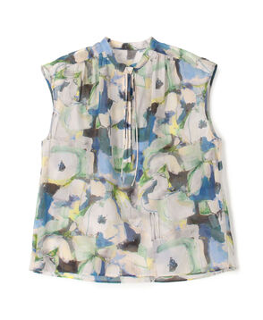 ミラージュフラワープリント ショルダーギャザーブラウス