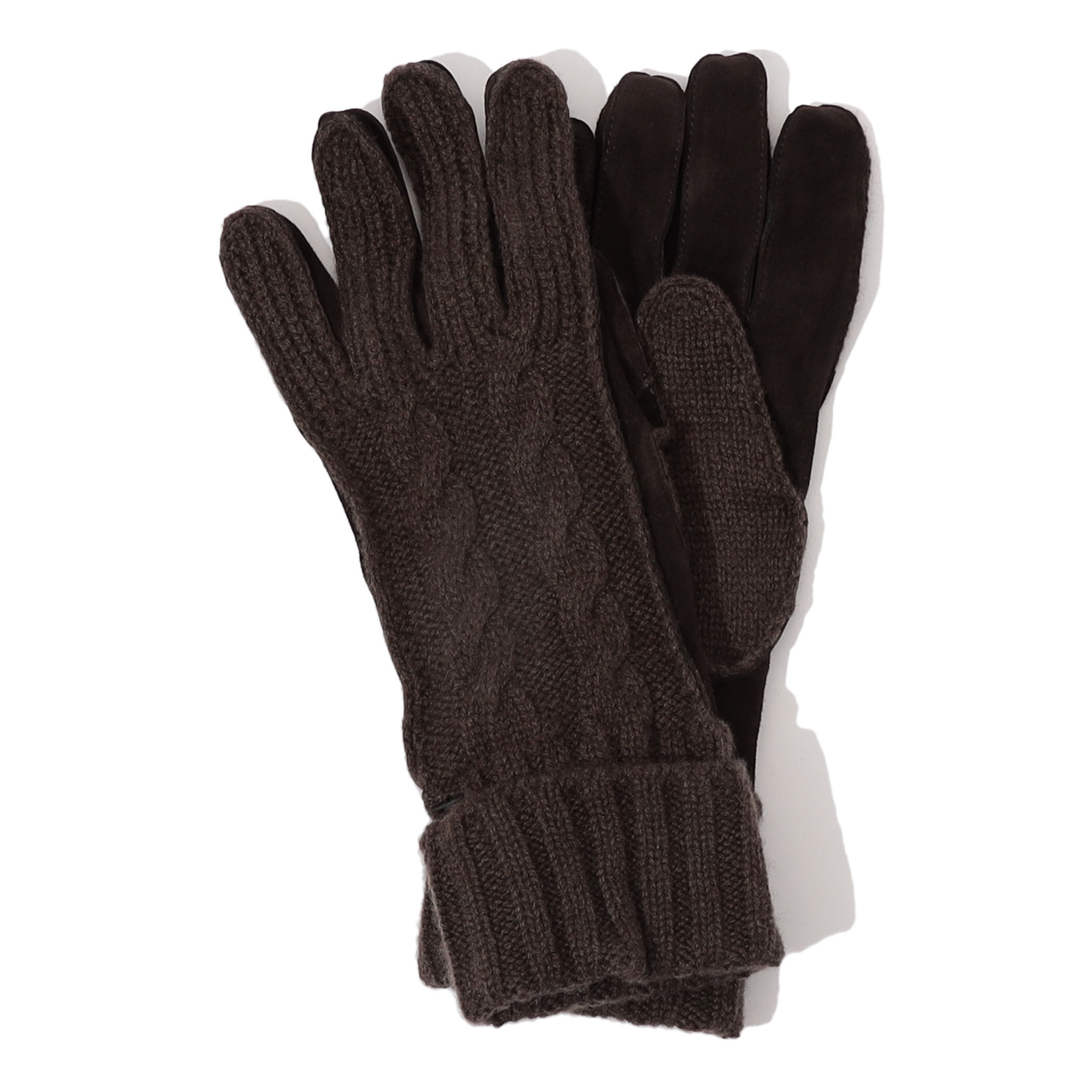 MAZZOLENI カシミヤニット×ラムスキンヌバックコンビグローブ