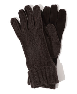 MAZZOLENI カシミヤニット×ラムスキンヌバックコンビグローブ