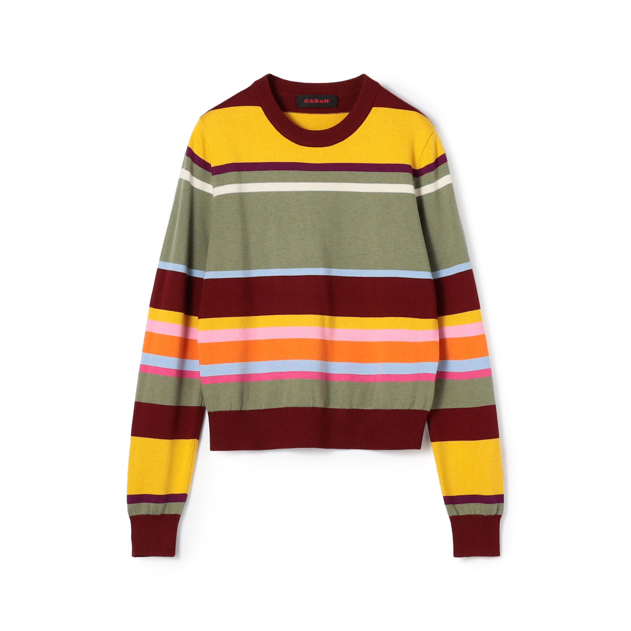 キャバン caban マルチボーダー　コットンニット CABaN コットンカシミヤ マルチボーダークルーネックプル