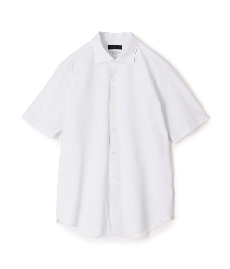 ナイロンポリウレタン ワイドスプレッドカラー ハーフスリーブシャツ CANCLINI