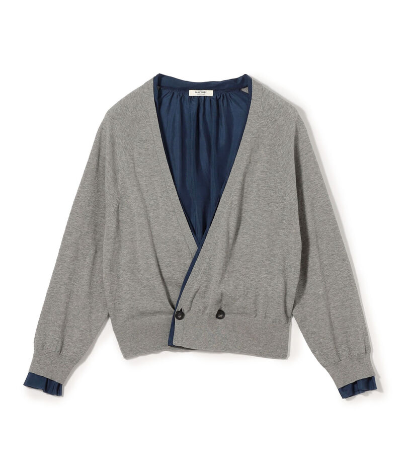ファブリックコンビ Vネックカーディガン