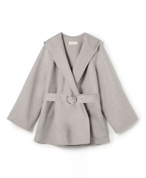 ダブルフェイスメルトンビーバー フーディーミディコート