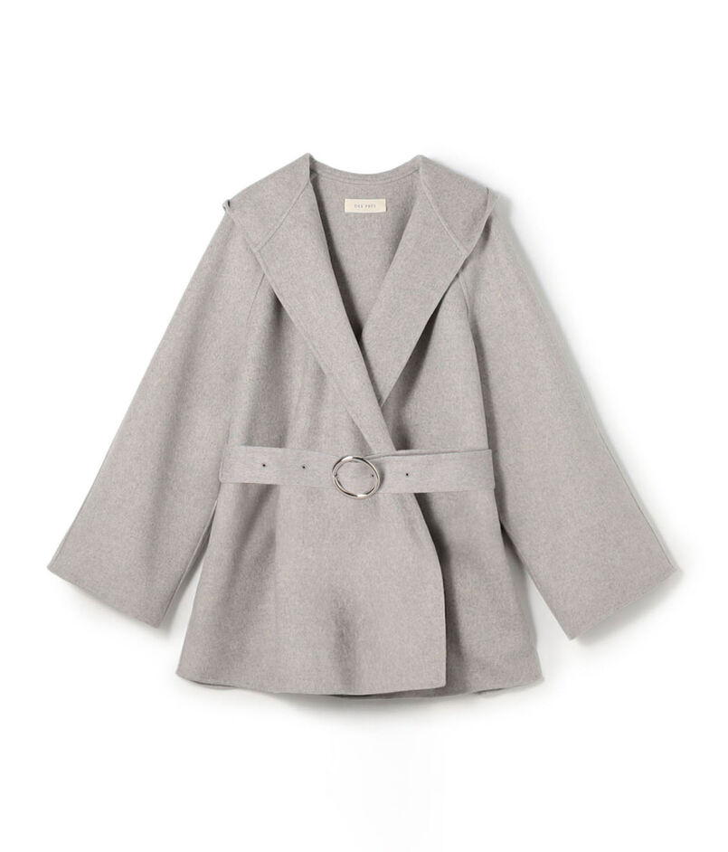 ダブルフェイスメルトンビーバー フーディーミディコート