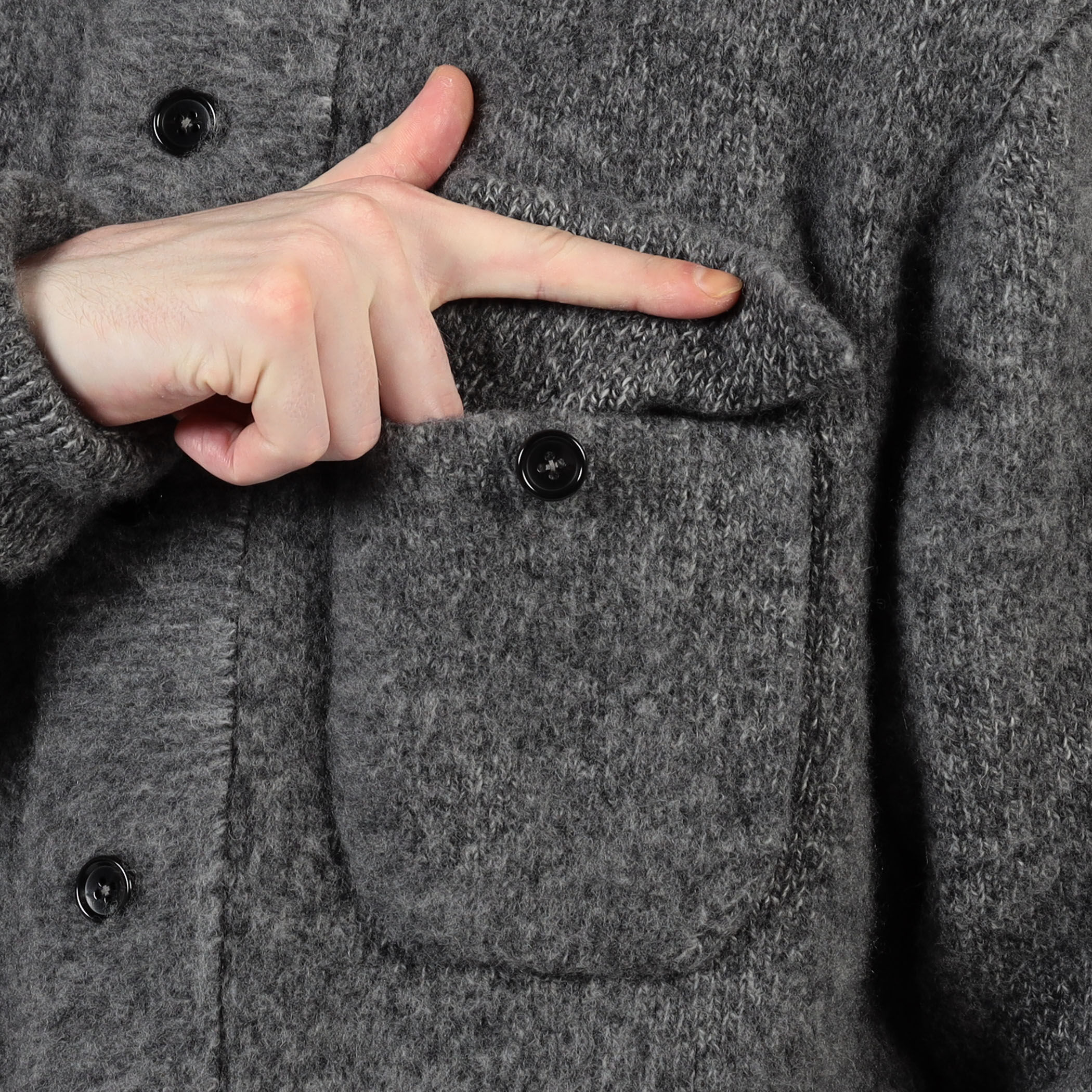 ウールカシミヤシルク スタンドカラーニットブルゾン