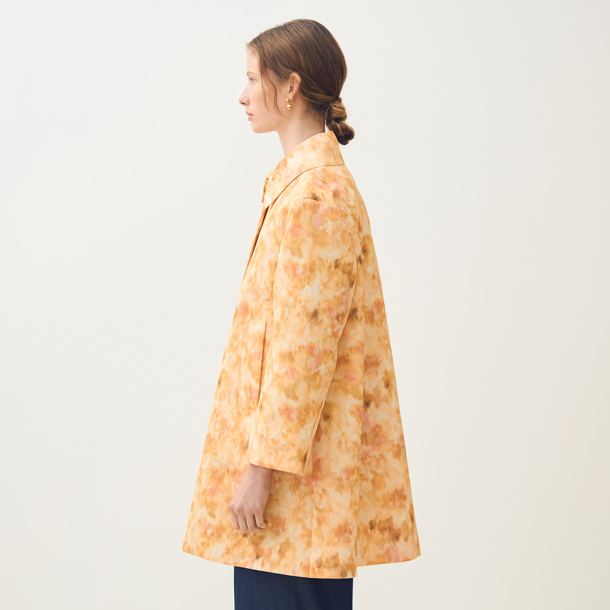 アンプリメジャカード ステンカラートラペーズコート