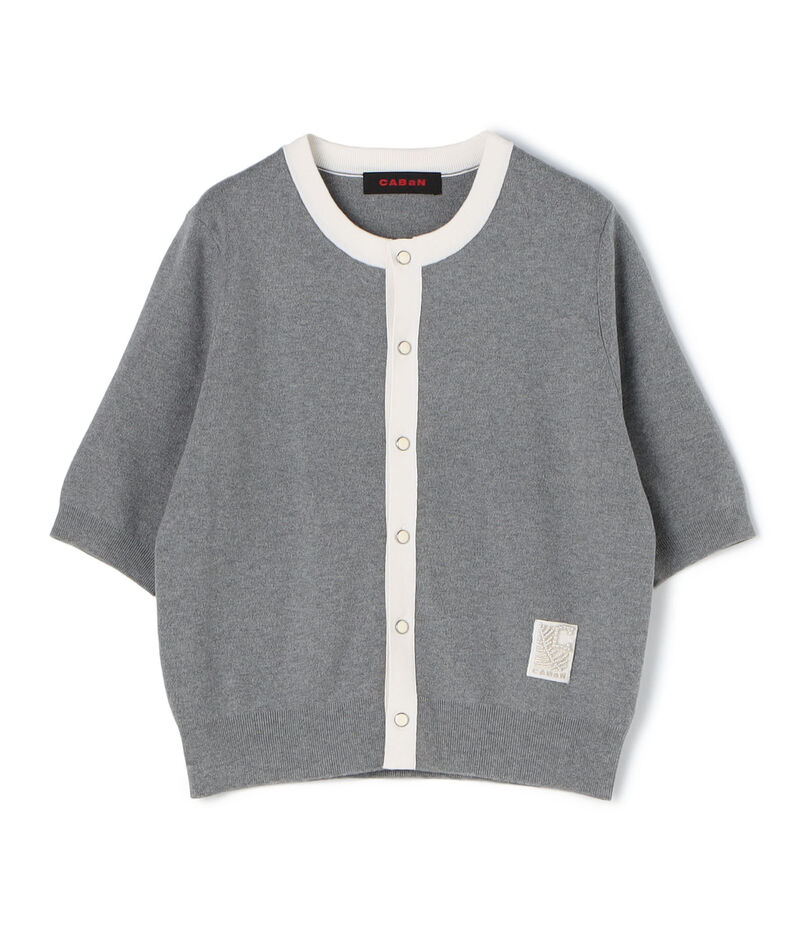 CABaN コットンカシミヤ バイカラーハーフスリーブカーディガン