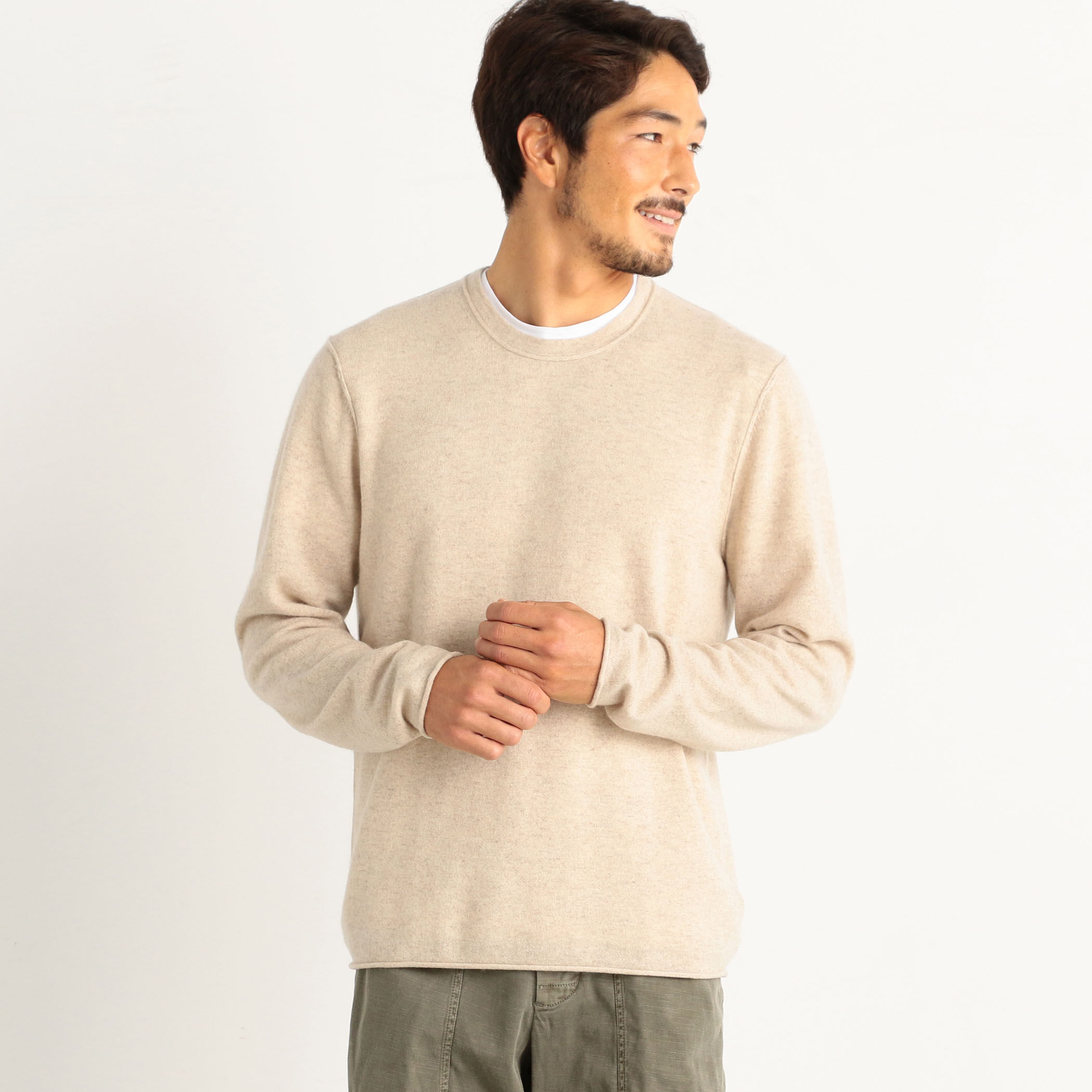 Lightweight Textured Cashmere Crew - Thunder | James Perse