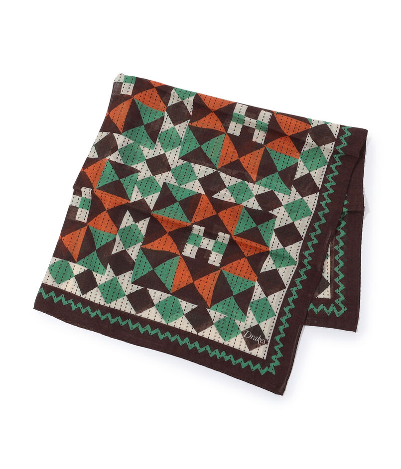 Drake's PATCHWORK PRINT BANDANA ウールシルクプリントスカーフ
