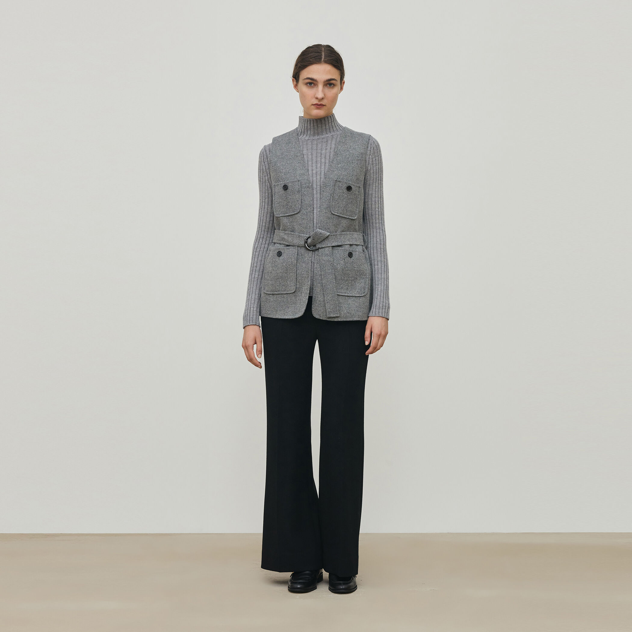 DES PRES 24AW ライトダブルフェイスシャギー フレンチジレ TOMORROWLAND｜ライトダブルフェイスシャギー ストール付きジレ