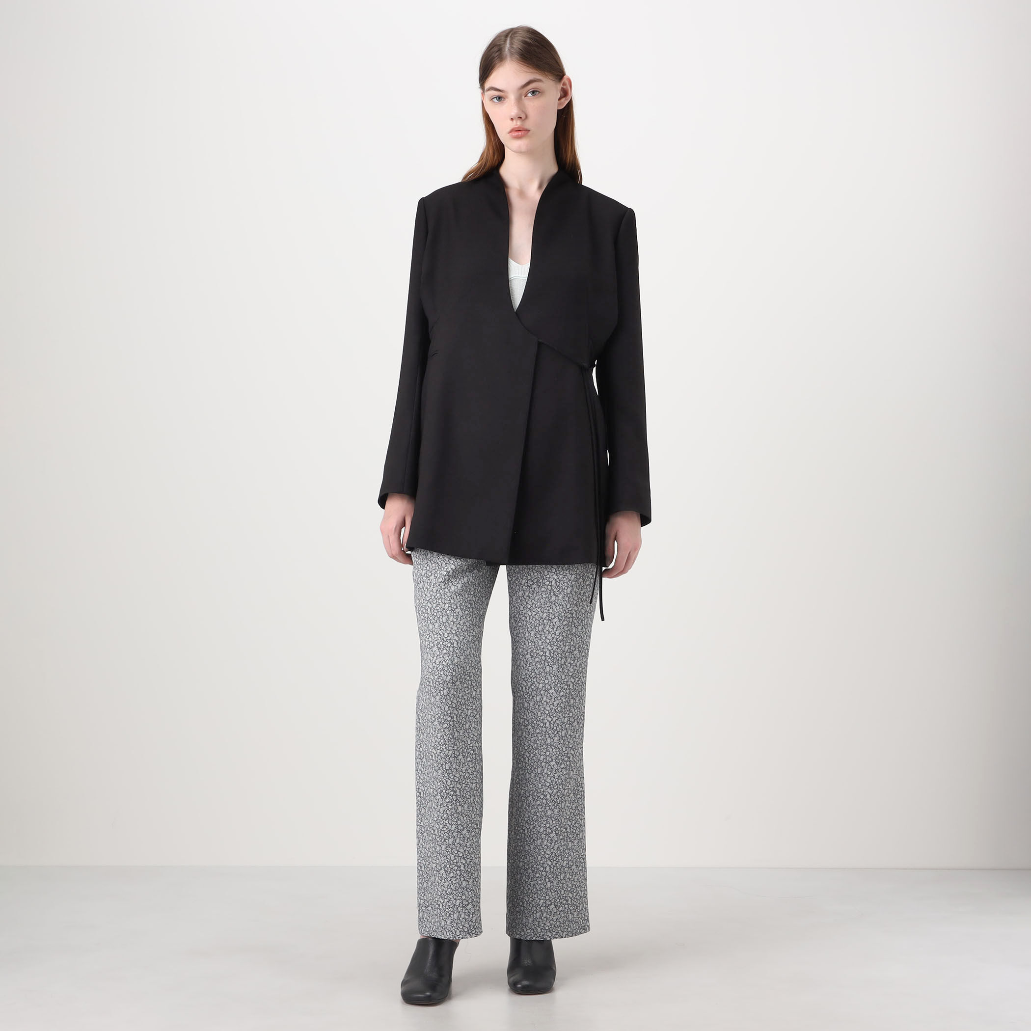 Mame Kurogouchi Triacetate Polyester Collarless Jacket カラーレス