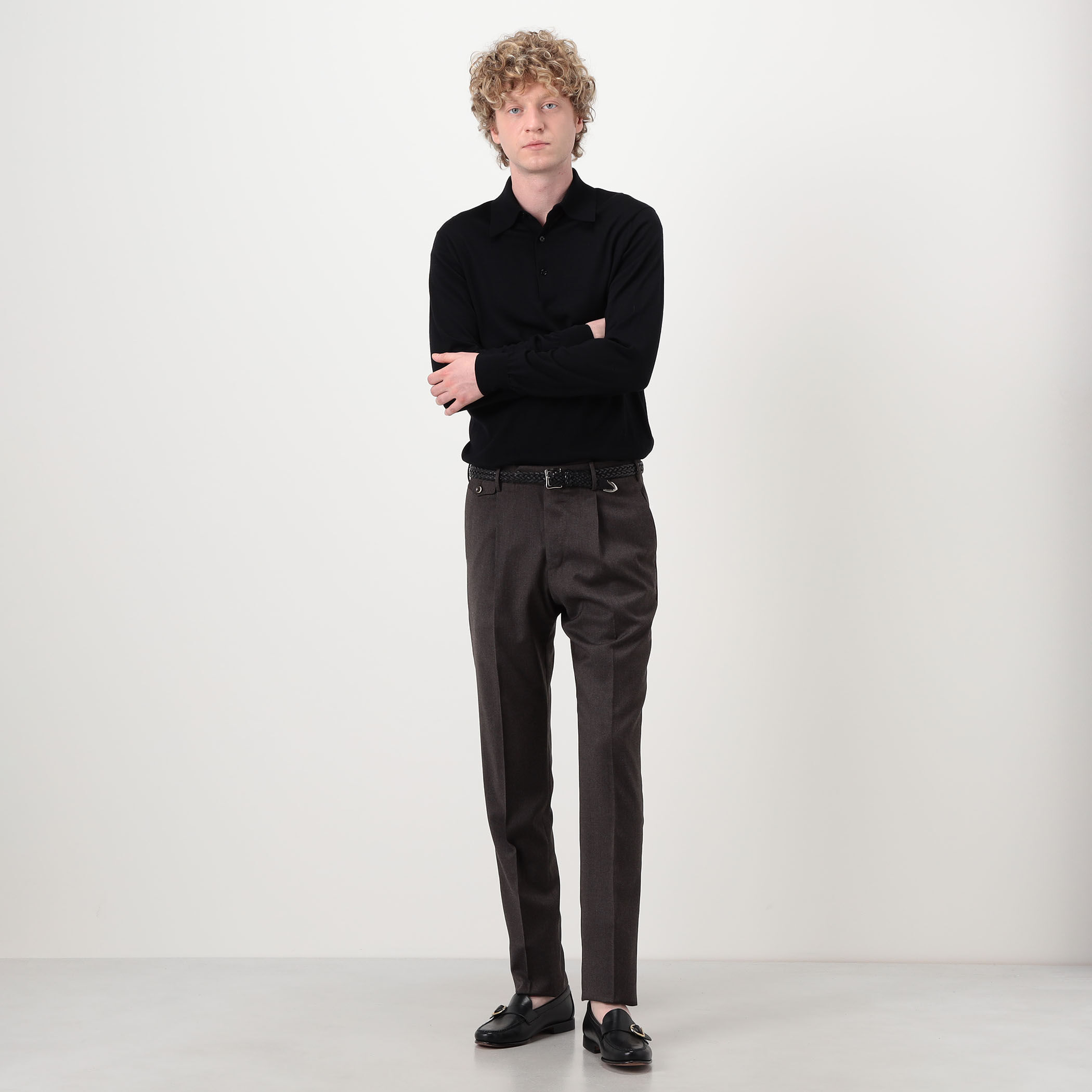 PT TRINO GENTS ウールストレッチ 1プリーツスラックス