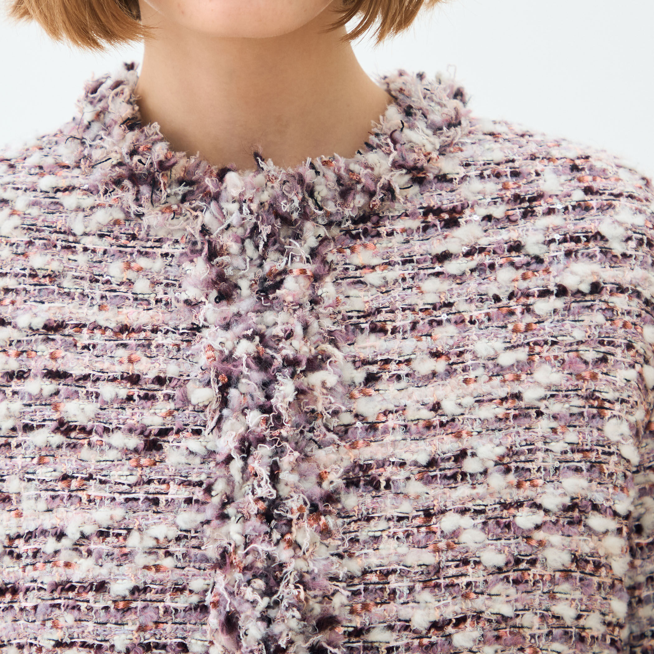 トゥモローランドコレクションジャケット ライラックファンシー フリンジカラーレスジャケット