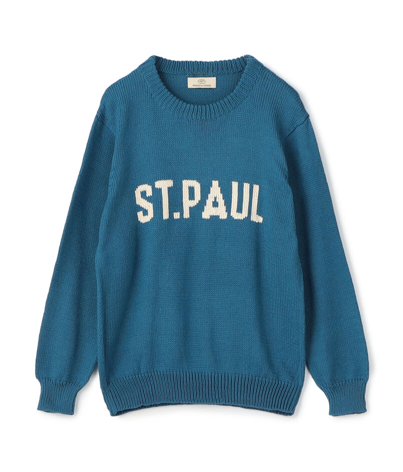 コットンインターシャロゴ クルーネックプルオーバー