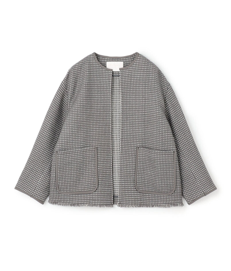 一部WEB先行予約】ワッフルツイード ノーカラージャケット  