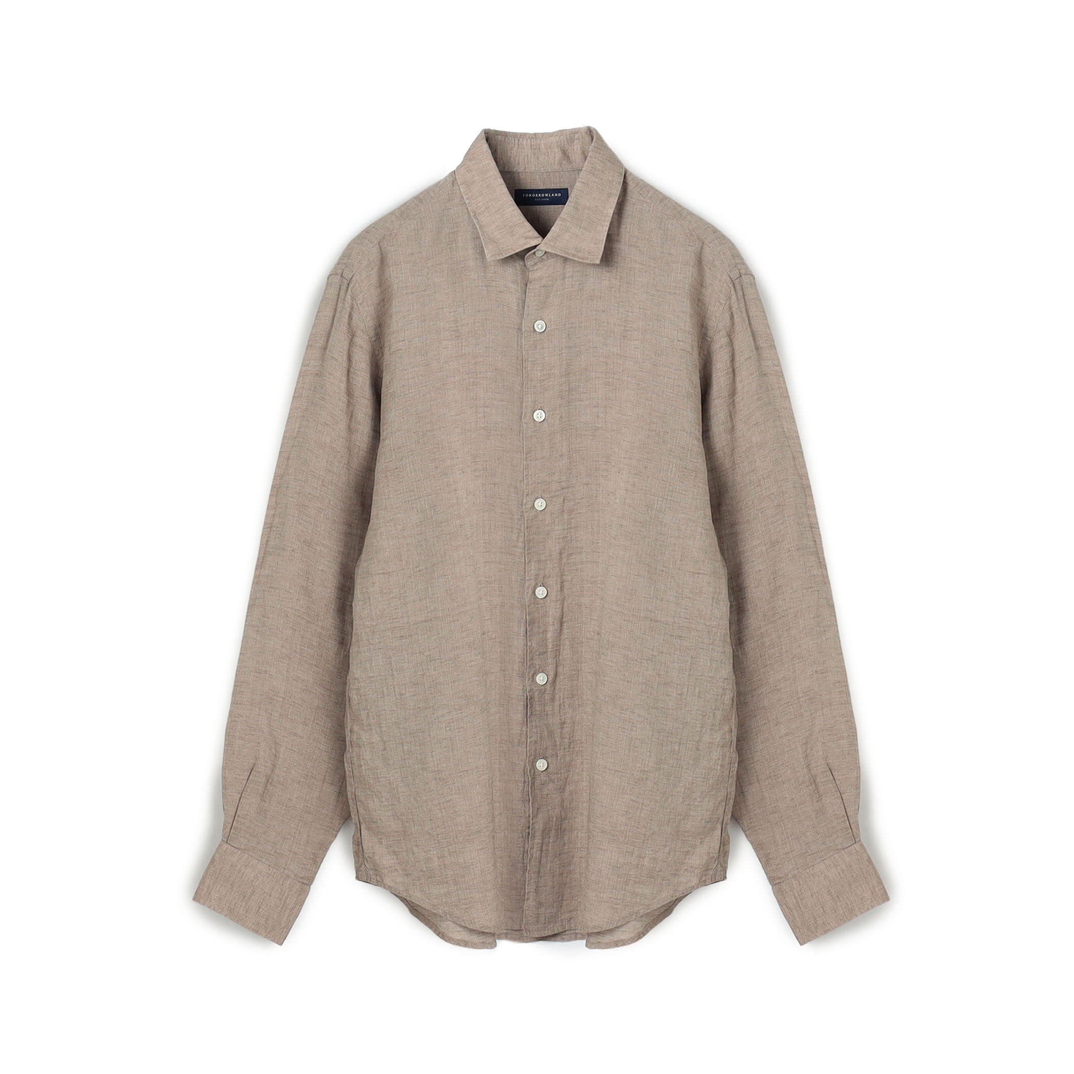 リネン セミワイドカラーロングスリーブシャツ SAHARA ALBINI