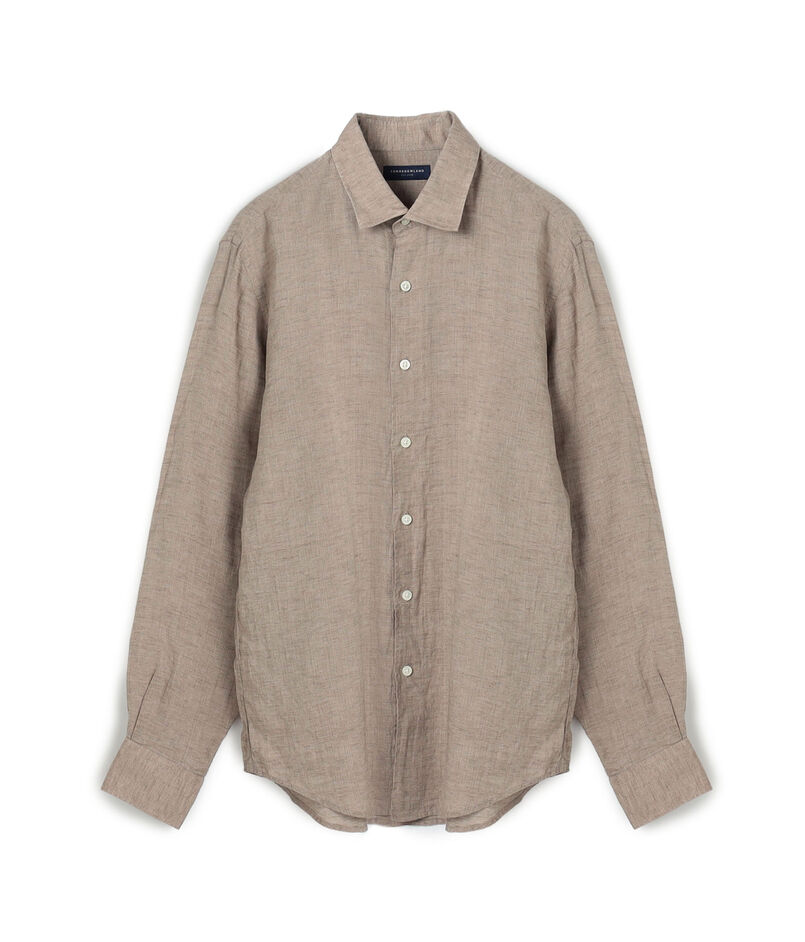 リネン セミワイドカラーロングスリーブシャツ SAHARA ALBINI