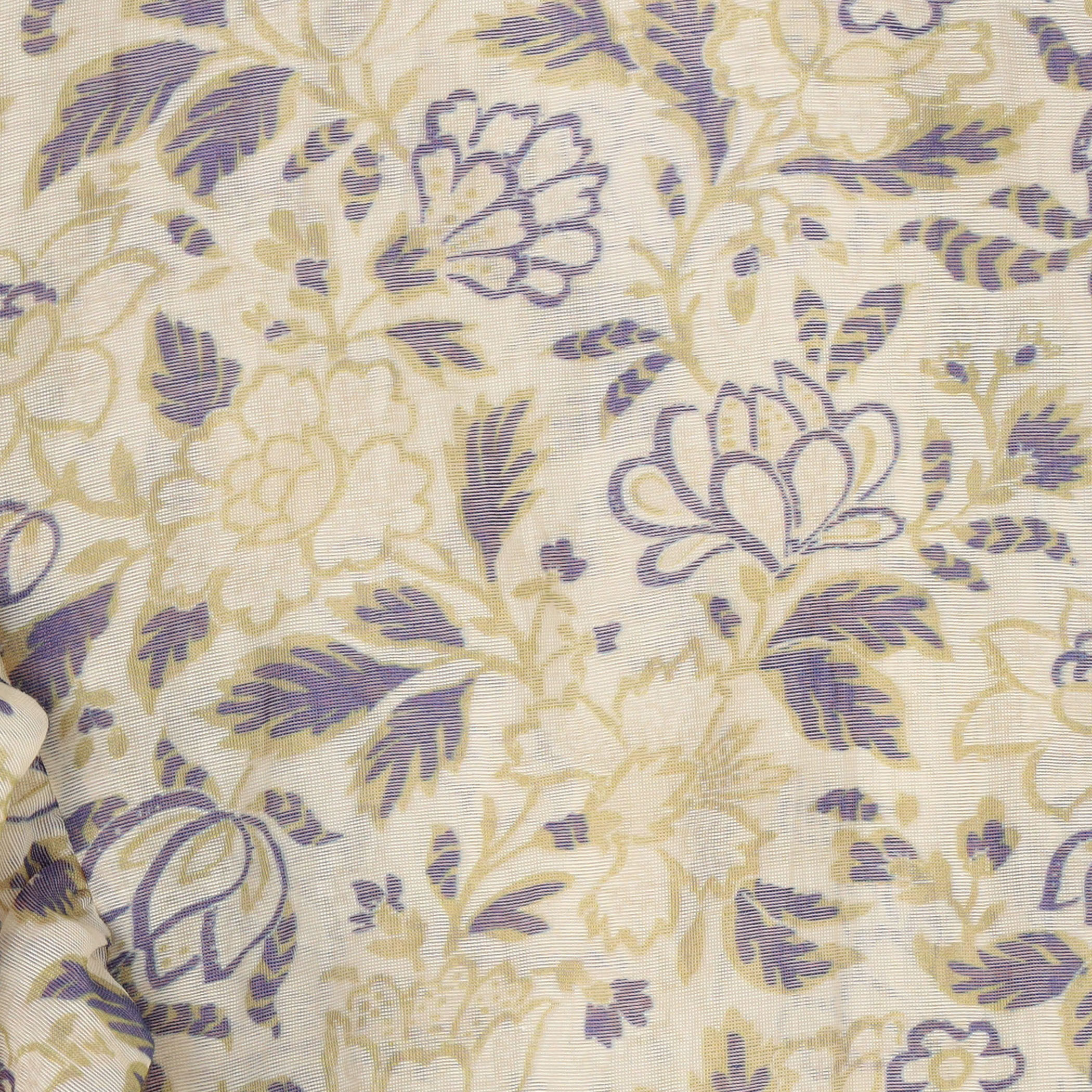 コットンポリエステルプリント バタフライスリーブブラウス