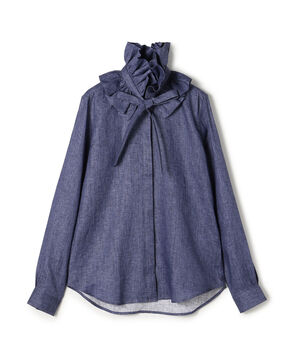 BOURRIENNE PASTEL リネン ラッフルカラーシャツ