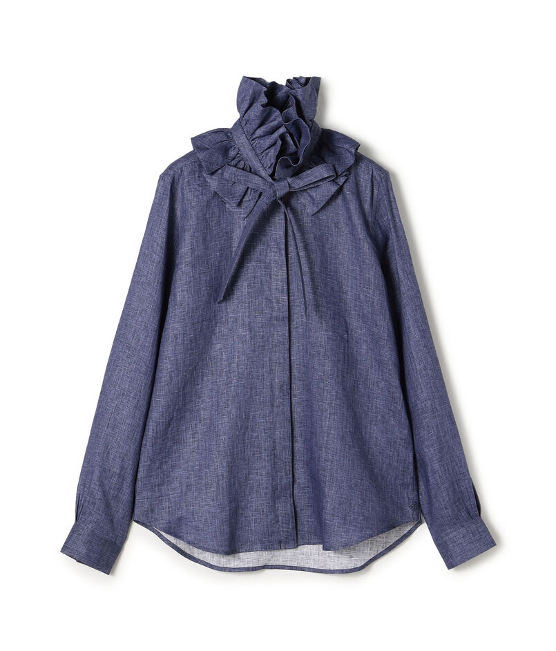 BOURRIENNE PASTEL リネン ラッフルカラーシャツ