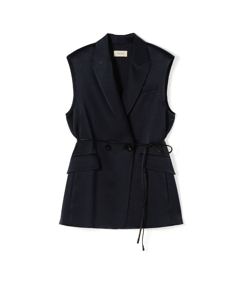 【WEB先行予約】サテンジョーゼット ベルテッドジレ