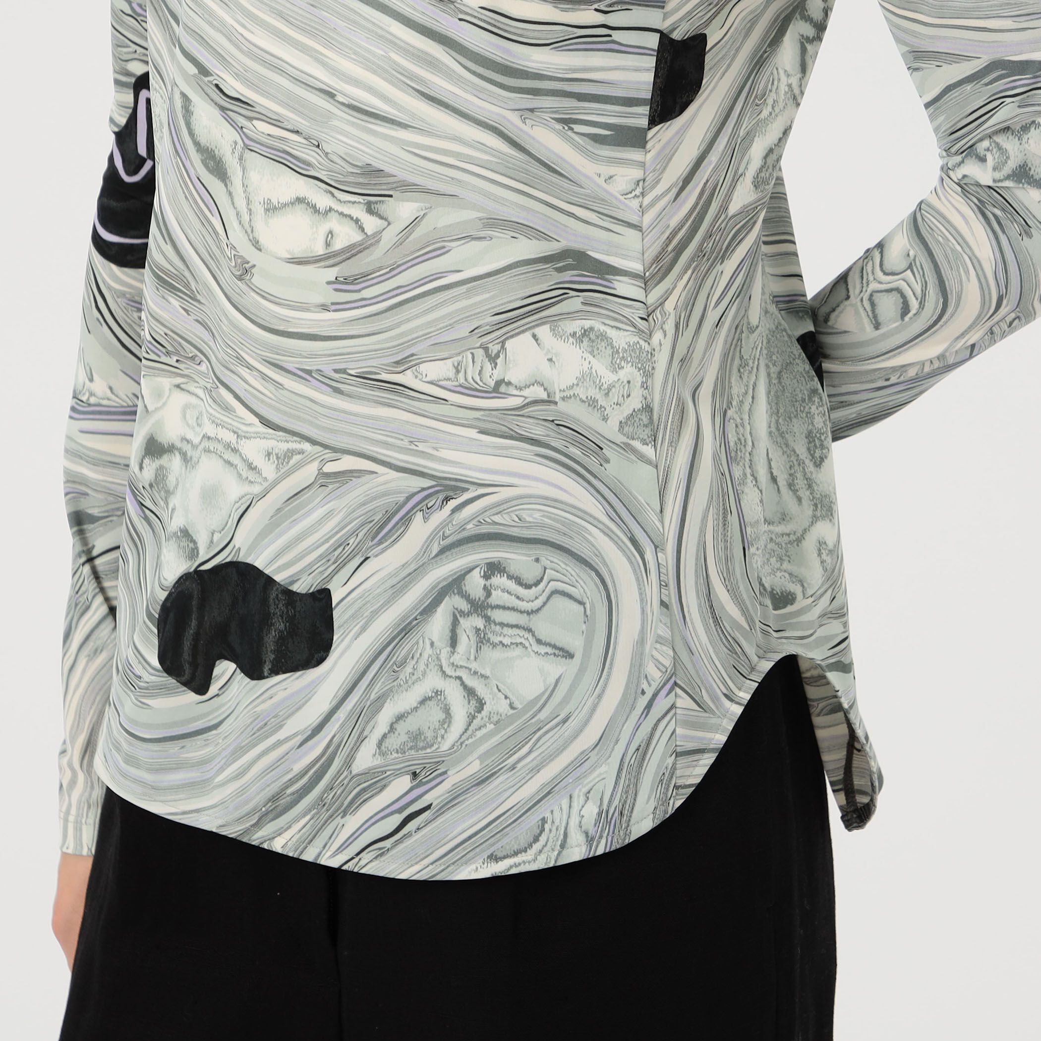 Mame Kurogouchi Marble Print Jersey High Neck Top