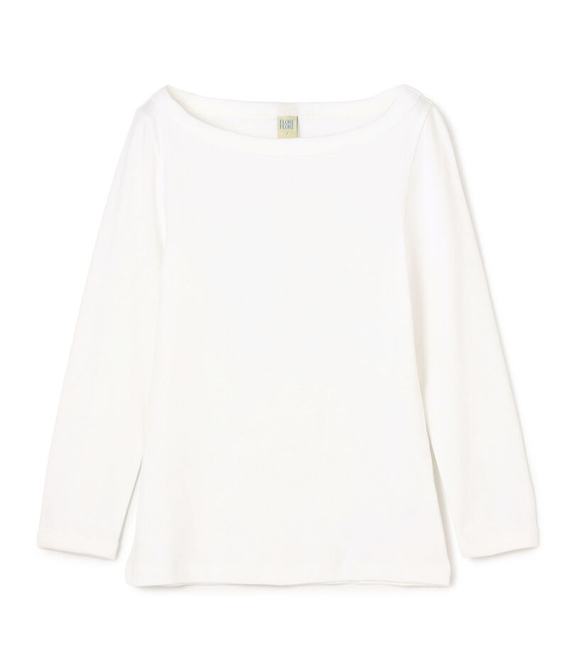 FLORE FLORE STEFFI TEE コットン ボートネックTシャツ