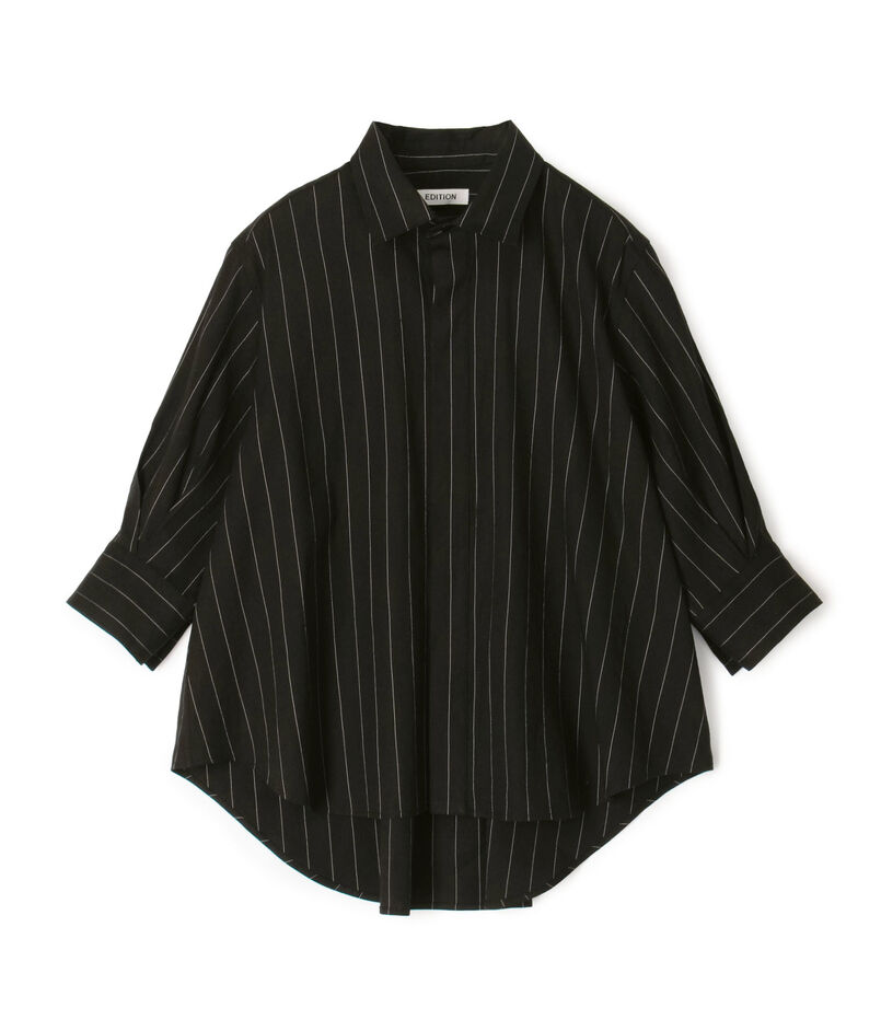 リネンストレッチストライプ ブラウス