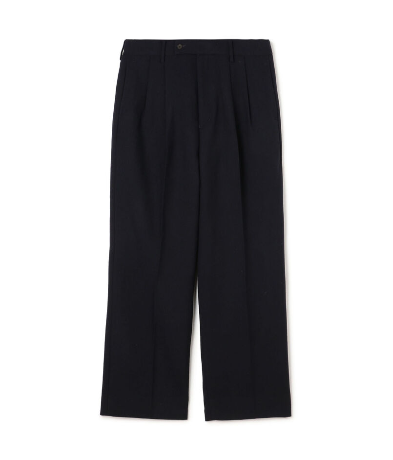 ■ドライウールツイル 2プリーツワイドストレートバレルパンツ