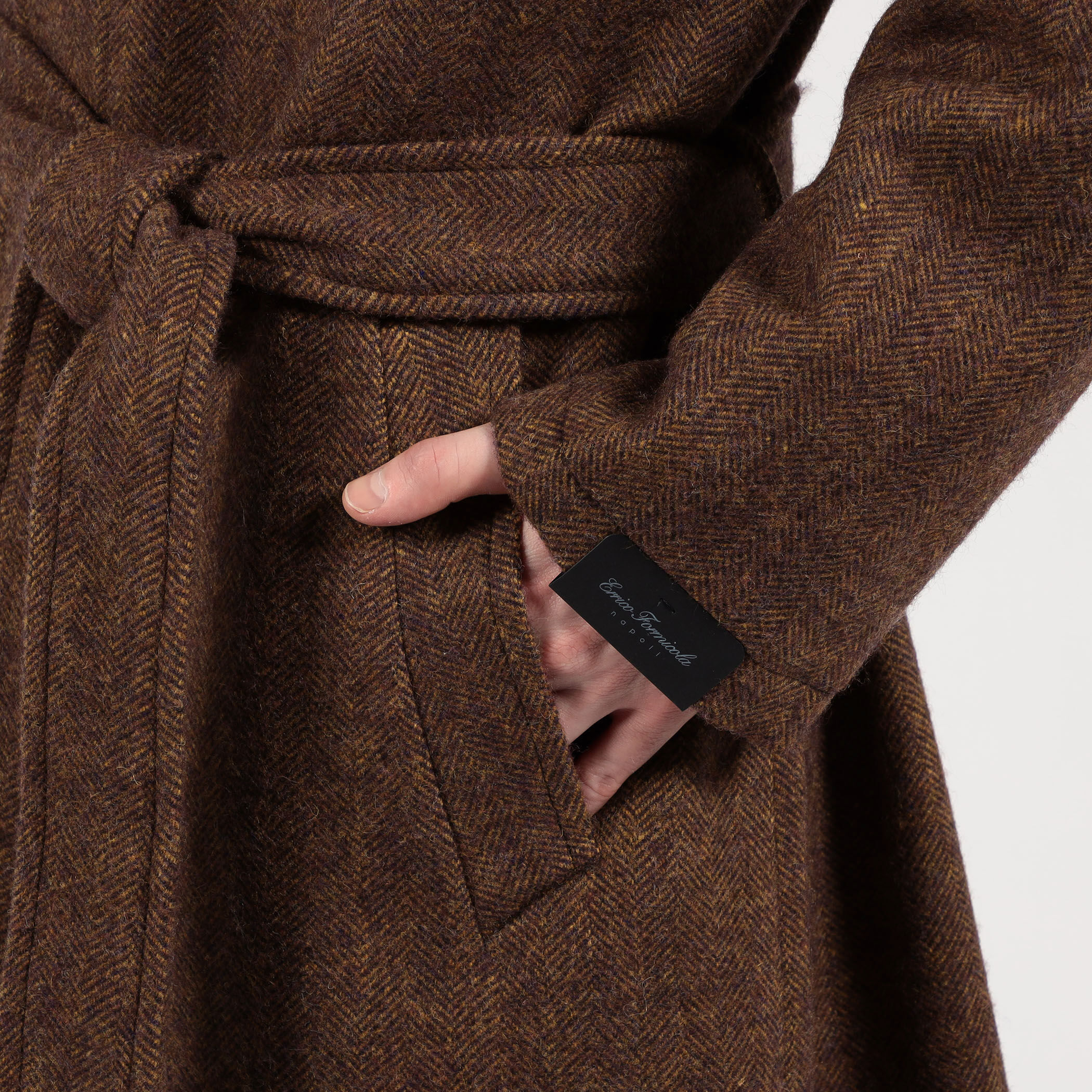 圧巻極上/Errico Formicola/ウールアルパカ/チェスターコート 着やせ効果抜群◎】ウールチェック柄チェスターコート（ミドル丈