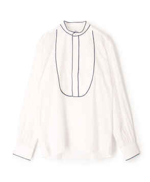 S&eacute;bline コットン バンドカラーパイピングシャツ