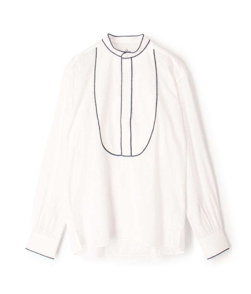 S&eacute;bline コットン バンドカラーパイピングシャツ